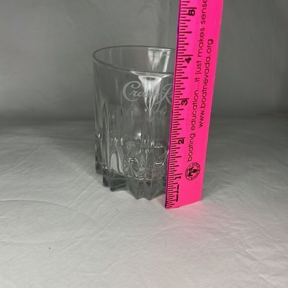 Crown Royal Crystal Glass 10 Oz Bar Cocktail Rock 3 In Round 3 1/2 In Tall Set 2 - Picture 6 of 6